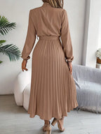 Westdale | Women's Winter Pleated Belted Long Sleeve Dress for Formal Occasions