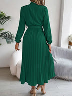 Westdale | Women's Winter Pleated Belted Long Sleeve Dress for Formal Occasions