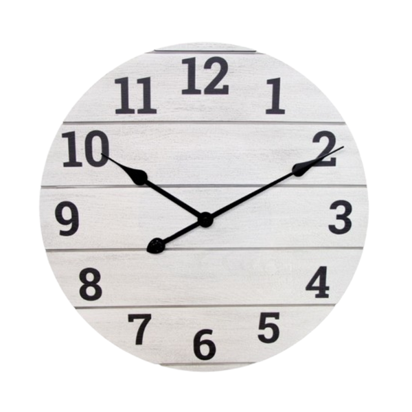 20" Analog Whitewashed Wood Wall Clock