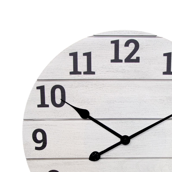 20" Analog Whitewashed Wood Wall Clock