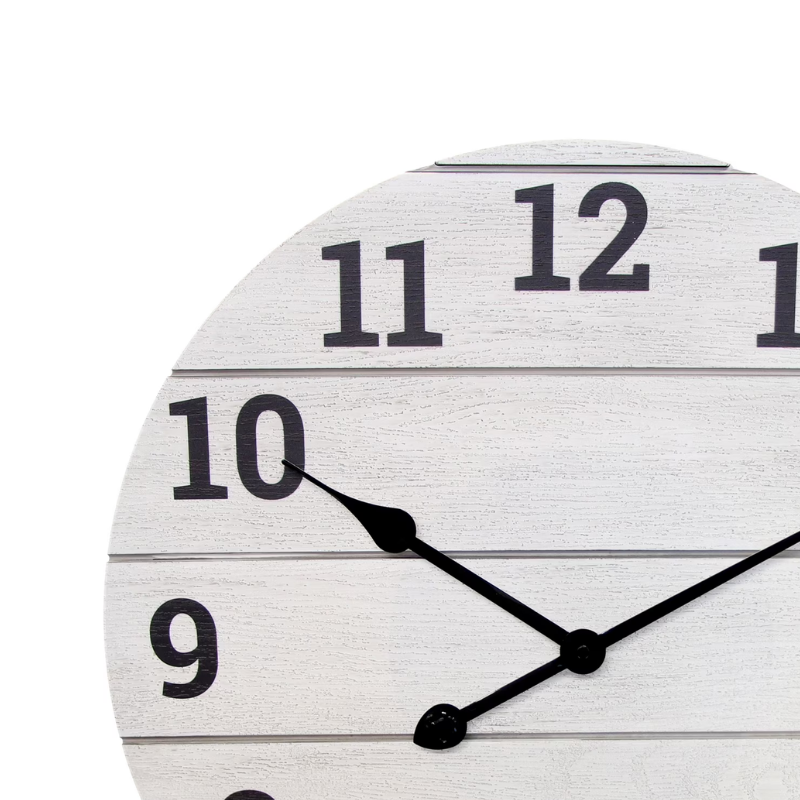 20" Analog Whitewashed Wood Wall Clock