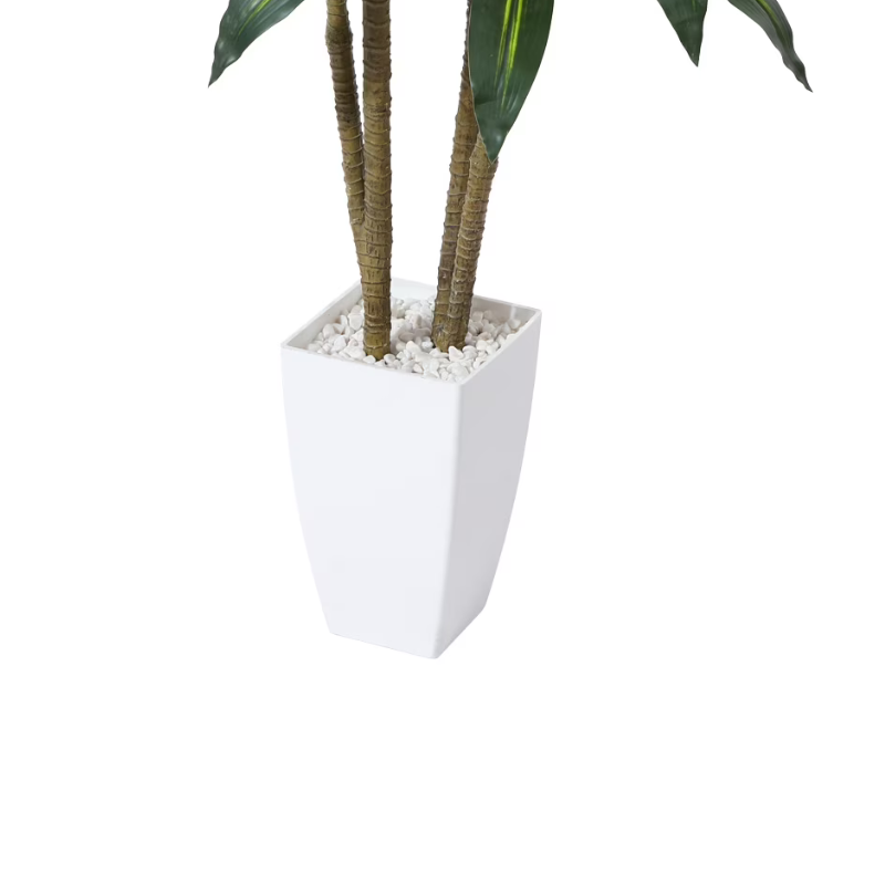 4ft Faux Dracaena Plant with White Tall Pot