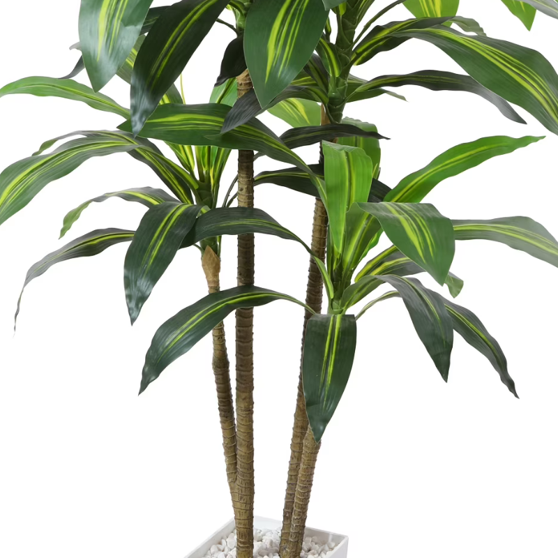 4ft Faux Dracaena Plant with White Tall Pot