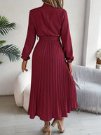 Westdale | Women's Winter Pleated Belted Long Sleeve Dress for Formal Occasions