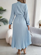 Westdale | Women's Winter Pleated Belted Long Sleeve Dress for Formal Occasions